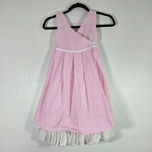 Ralph Lauren Seersucker Wrap Dress Kids Girl 6X Pink Stripe Lined Party Preppy
